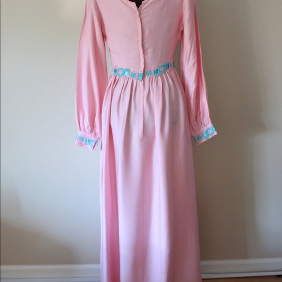 Vintage 60s 70s Maxi Dress - Picture 4 of 5